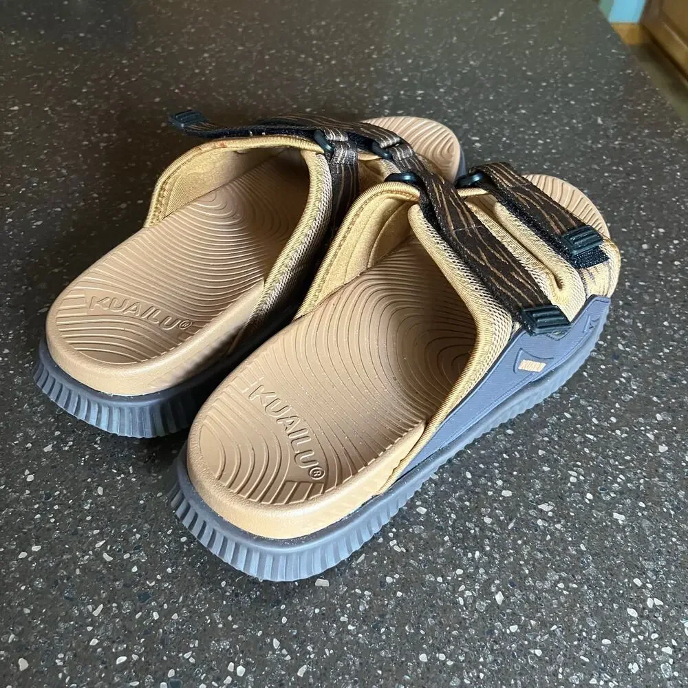 KuaiLu Mens Orthotic Sandals Athletic Arch Support Recovery Walking Slides -13